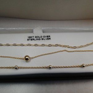 18k Yellow Gold Over Sterling Silver 3 Bracelets